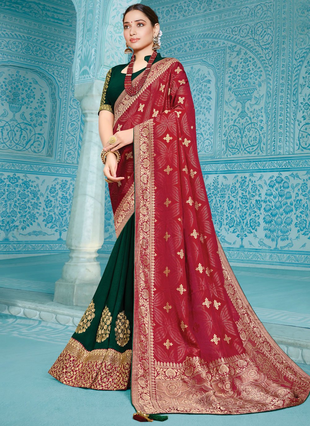 Designer Half and Half Saree at best price in Surat by Kalashree Fashion |  ID: 12524548297