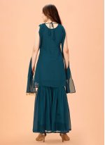 Teal Georgette Embroidered Readymade Salwar Suits