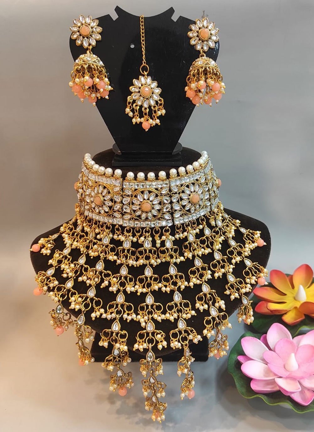 Buy Antique Gold Plated Ambika Necklace and Earrings Set | Tarinika