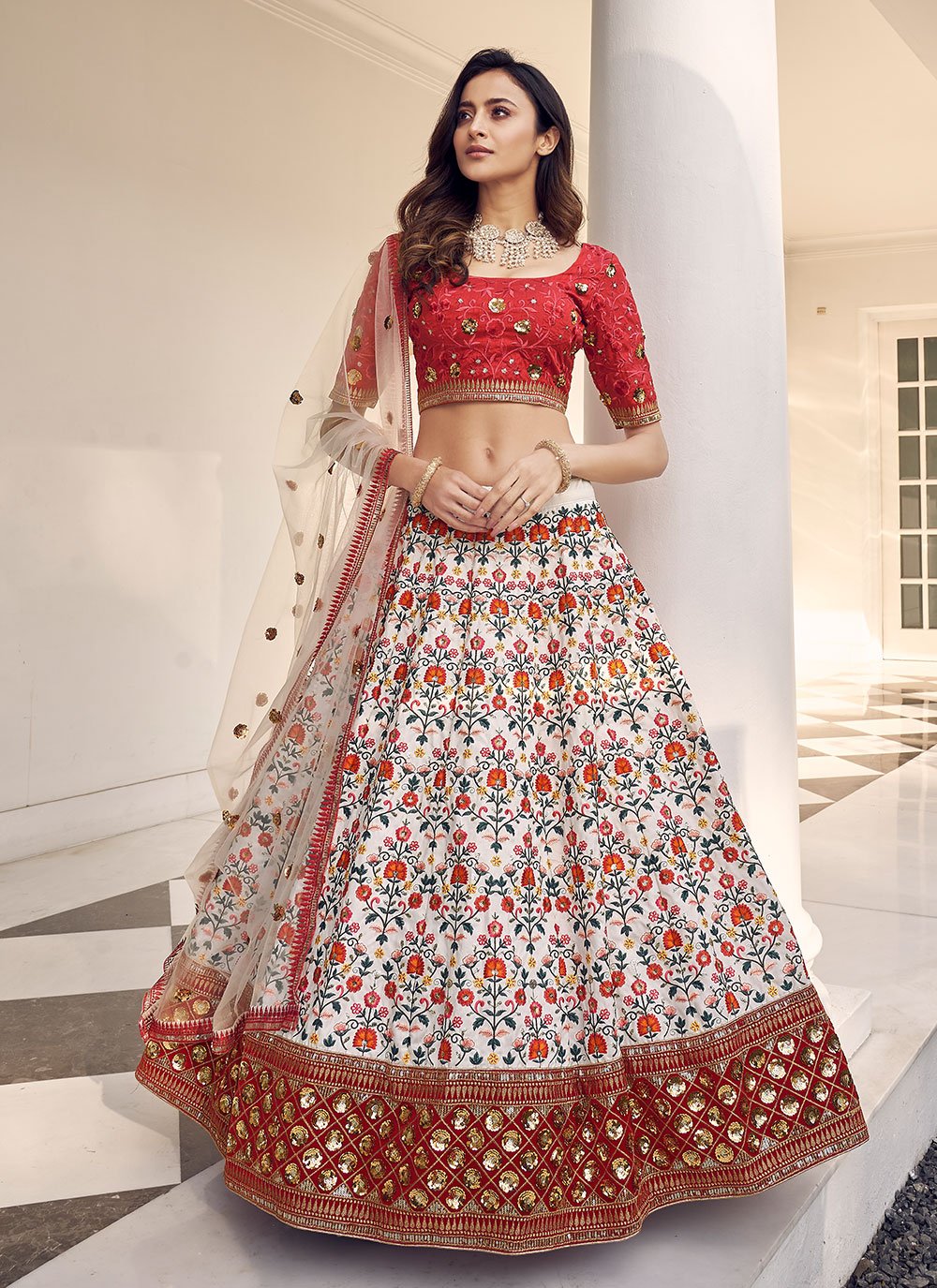 White Lehenga for Engagement - Designer Collection with Prices