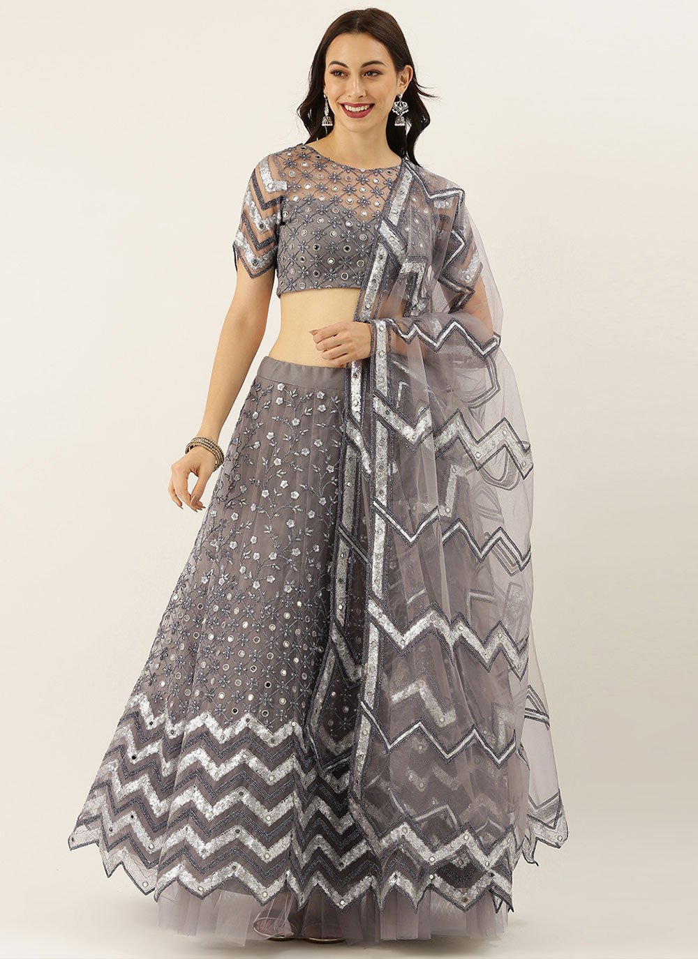 Indian Grey Bridal Lehenga With Soft Net And Heavy Coading Grey Bridal Lehenga Seedsyonsei 7542