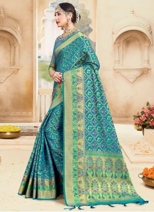 Turquoise Color Designer Traditional Saree