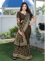 Vichitra Silk Green Traditional Designer Saree