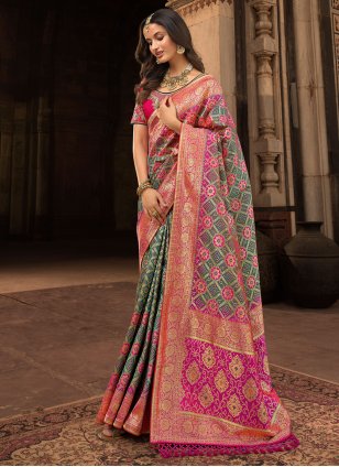 Weaving Multi Colour Silk Traditional Saree