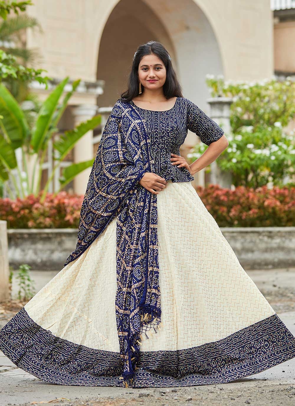 Buy Kidcetra Cotton Lehenga with a Sleevless Crop Choli and Contrast  dupatta - Blue Online at Best Prices in India - JioMart.