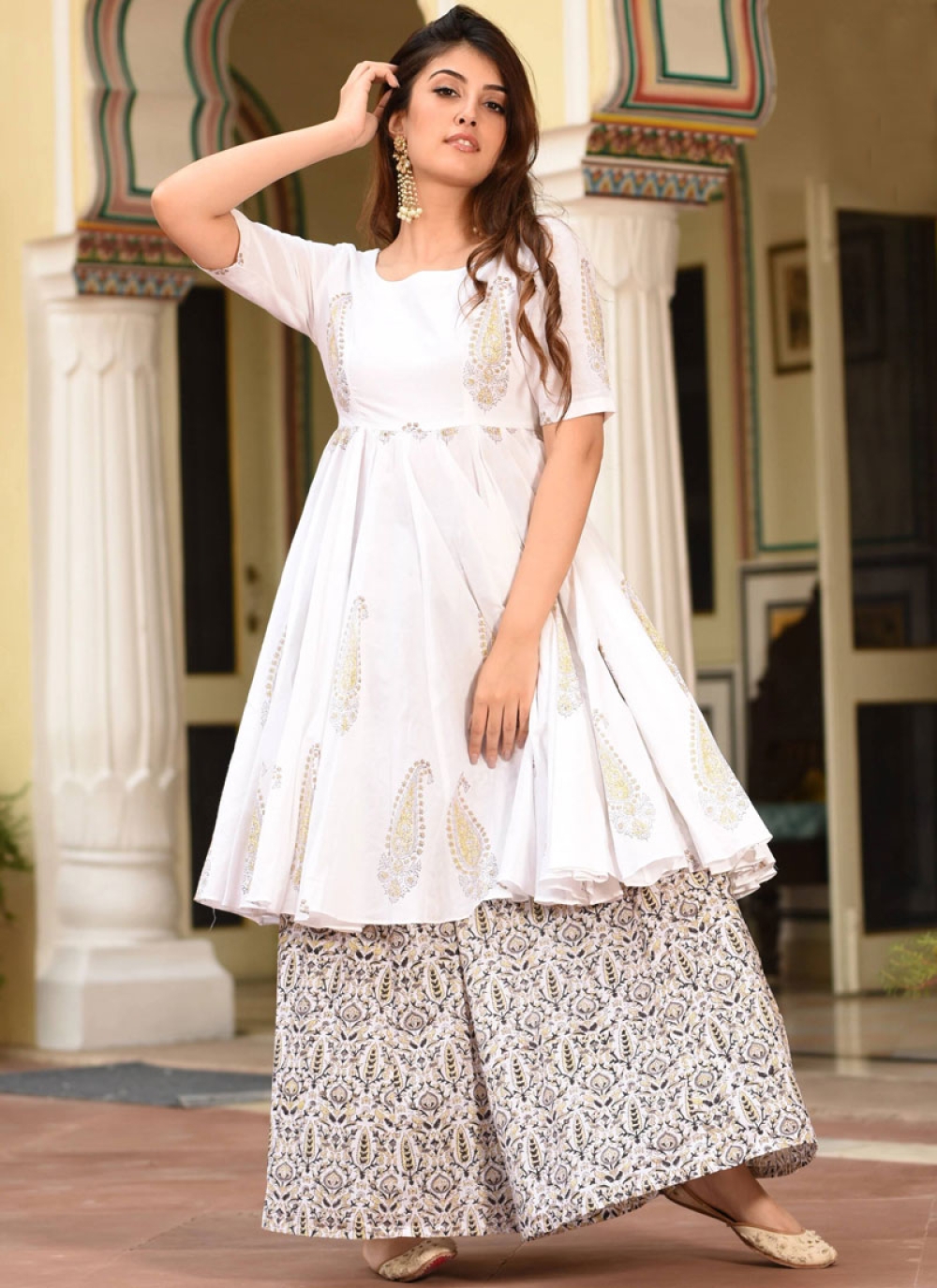 white palazzo suit designs