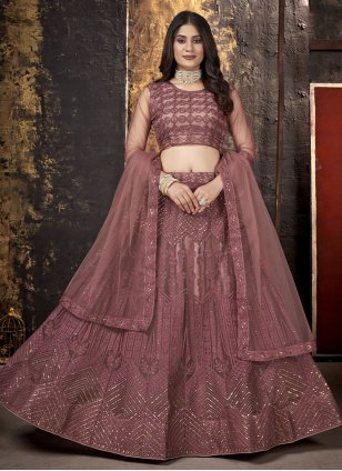 Velvet Wedding Wear Purple Embroidery Sequence Lehenga Choli at Rs 2990 in  Surat