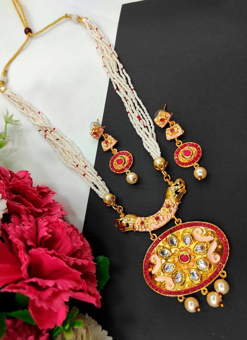 Buy Women's Multi Colour Necklace Set for Engagement Online