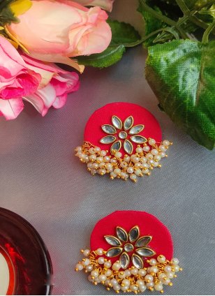 Fabric Mirror Jhumka Earrings - Pink – The Shopping Tree