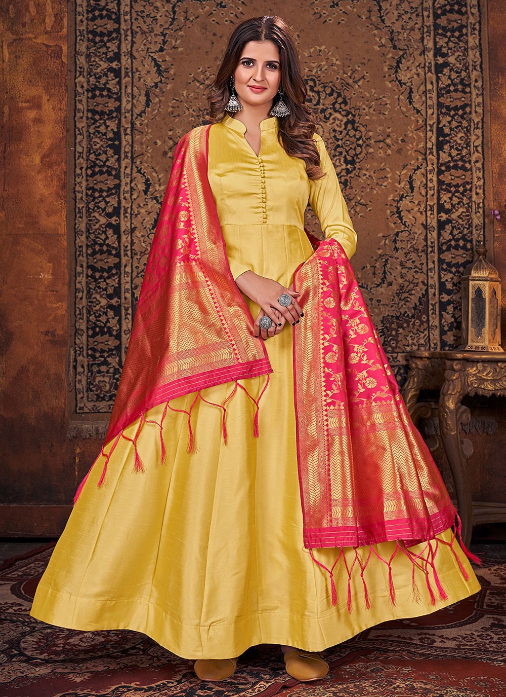 Shafnufab® Yellow Colour Patiyala Salwar Suit With Dupatta – Shafnu Fab