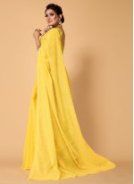 Yellow Blended Cotton Woven Casual Sari