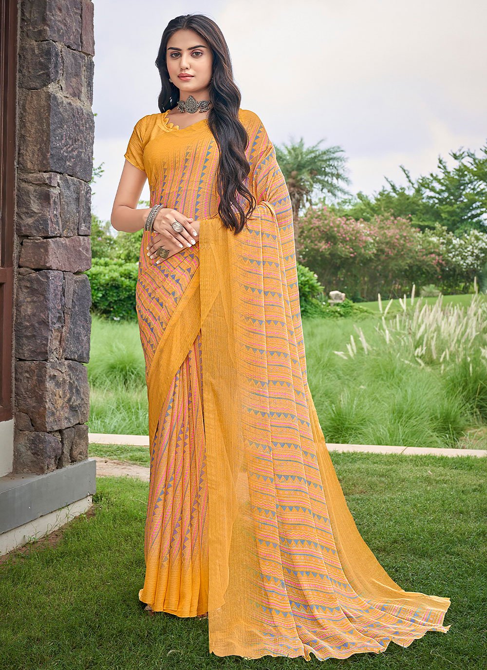 Saroj Sneh Milan Designer Fancy Chiffon Saree Wholesale catalog