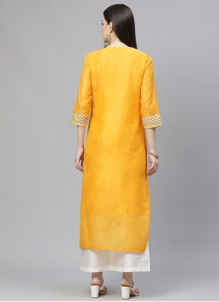 Yellow Color Party Wear Kurti
