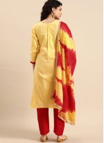 Yellow Cotton  Embroidered Salwar suit