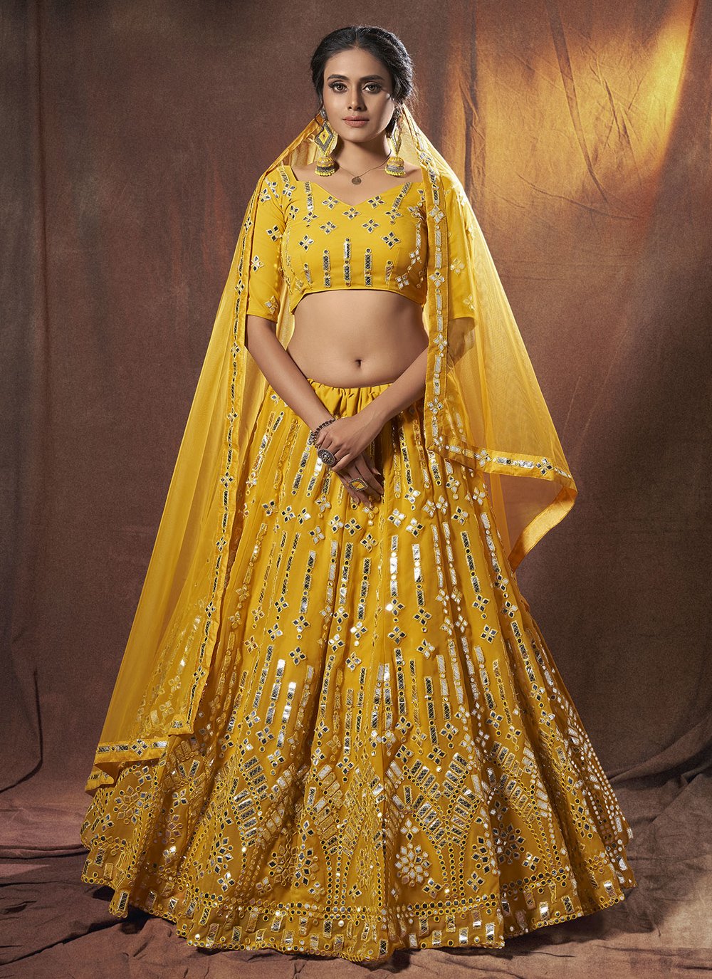 6,418 Likes, 6 Comments - Annu's Creation (@annus_creation) on Instagram:  “Disha flashing like a sunflower in a brigh… | Yellow lehenga, Engagement  outfits, Outfits