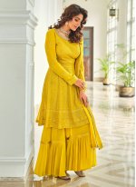 Yellow Faux Georgette Designer Pakistani Salwar Suit