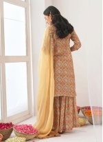 Yellow Muslin Flower Print Salwar suit