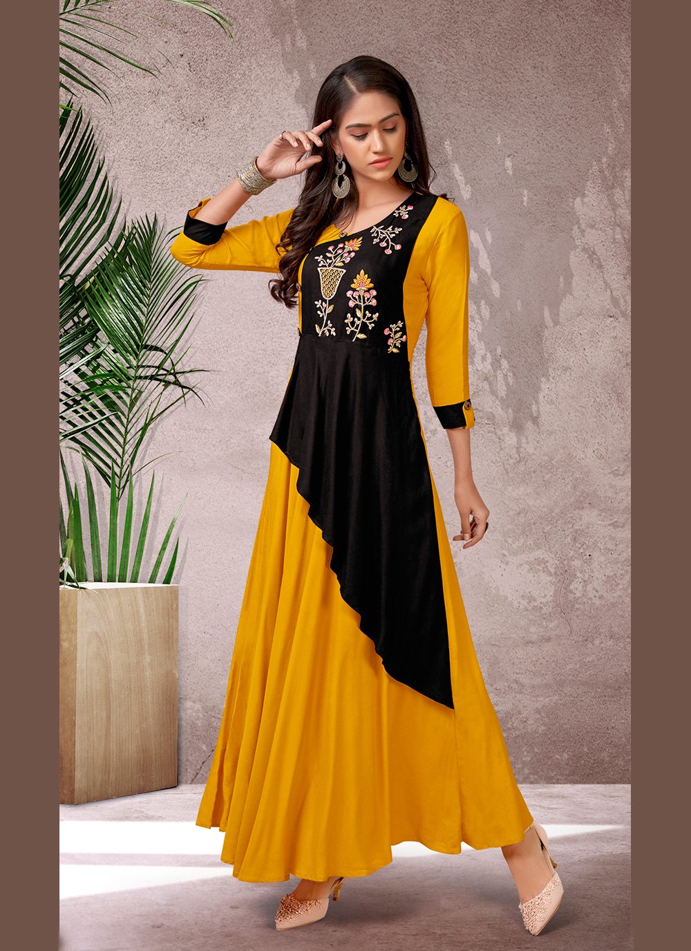 Product Name: *Women Rayon Yellow Kurti... | Long kurti designs, Yellow  kurti, Women