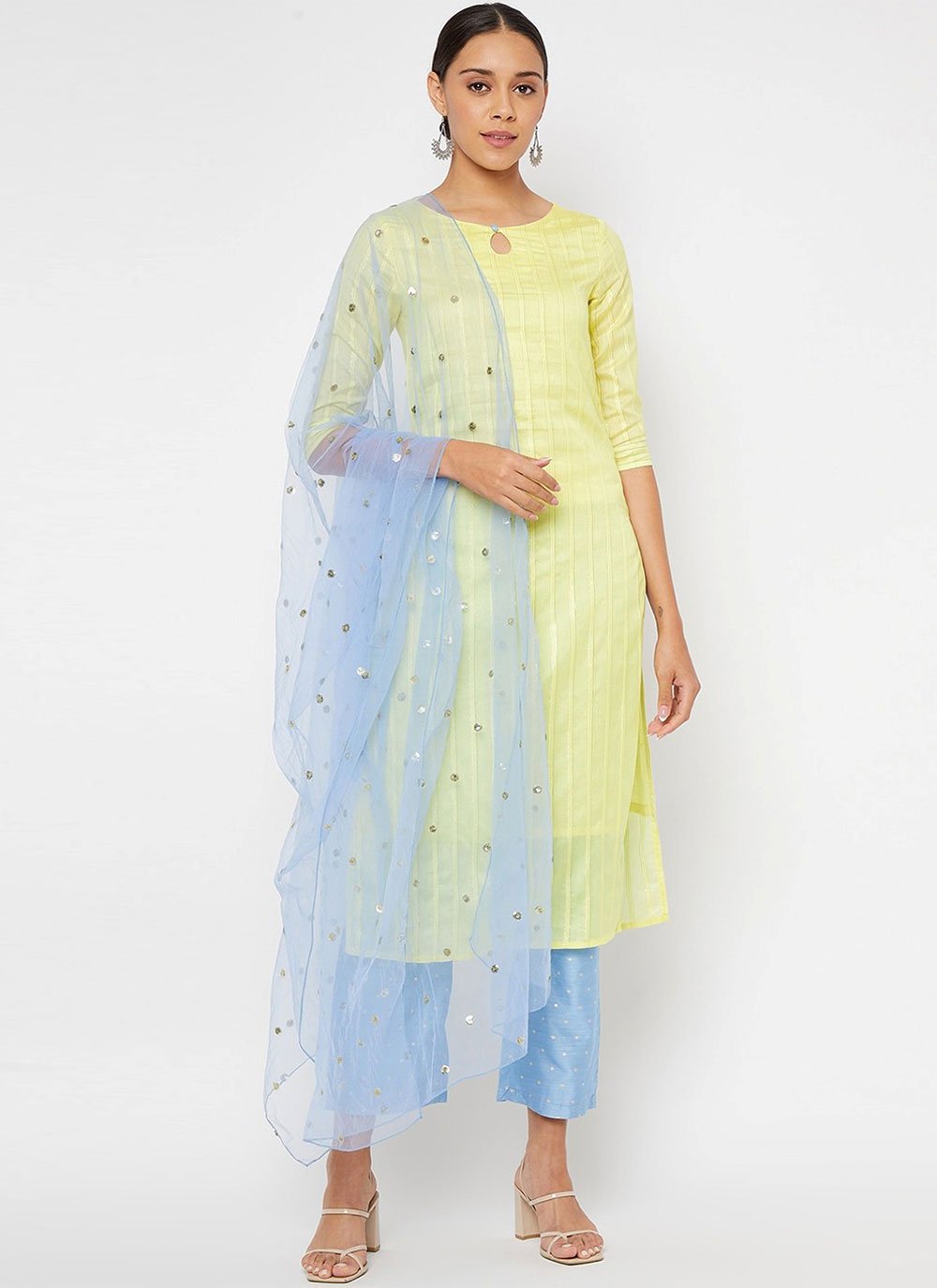 Georgette Party Wear Yellow Colours Golden Combination Dress For Girls at  Rs 4500 in Chandigarh