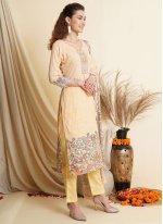Yellow Tussar Silk Digital Print Trendy Salwar Kameez