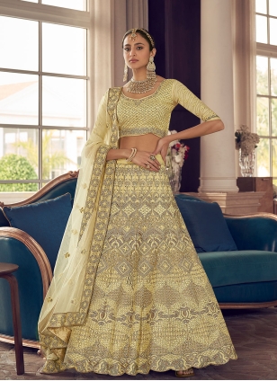 Yellow Sangeet Bridal Lehenga Choli Set In Silk SIF129301 – Siya Fashions