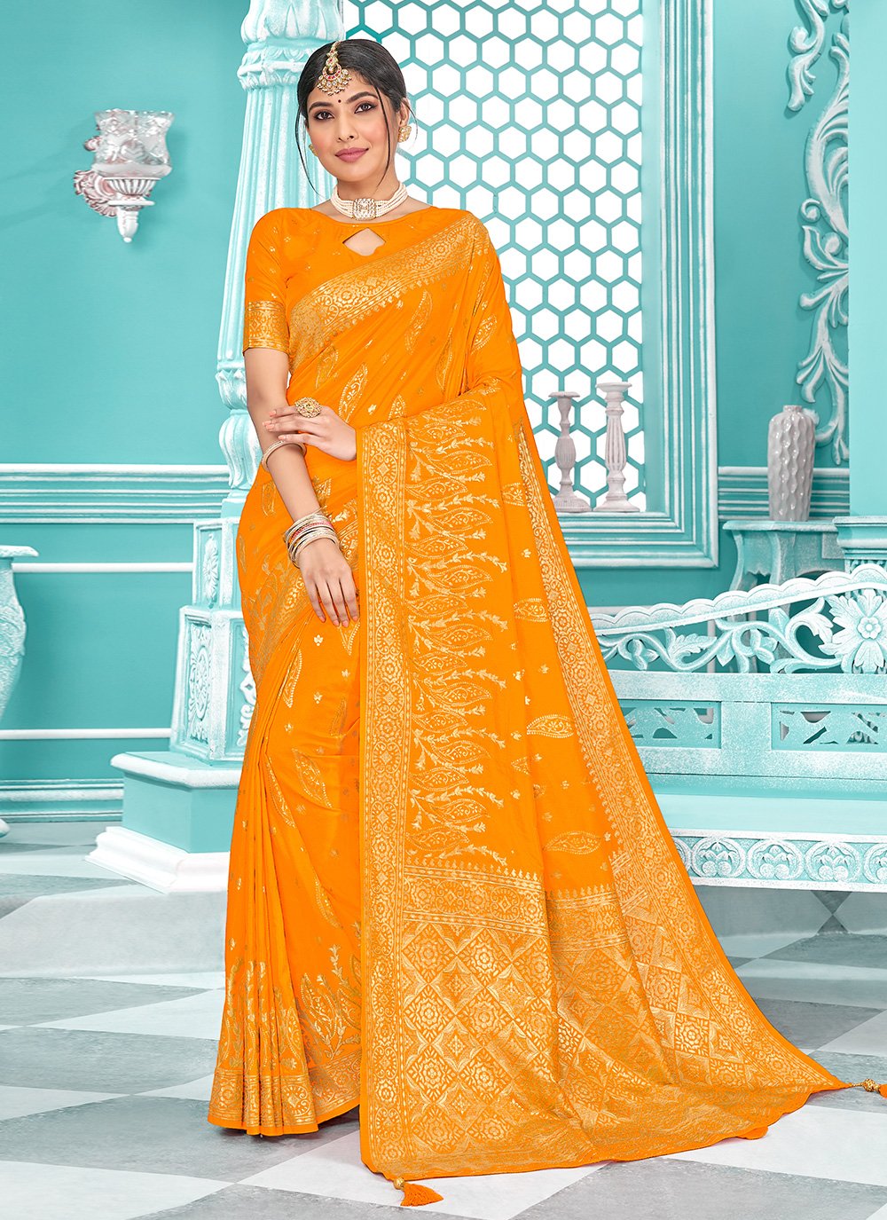 Yellow Wedding Trendy Saree