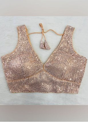 Elegant Peach net Readymade Blouse with Sequins Work