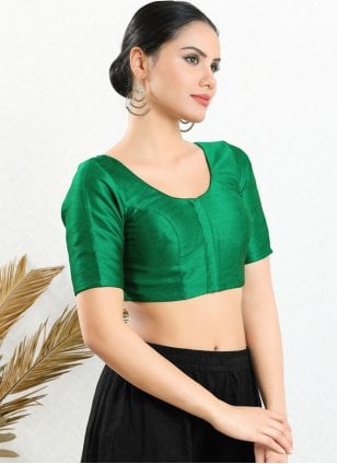 Green Colour Art Silk Readymade Blouse