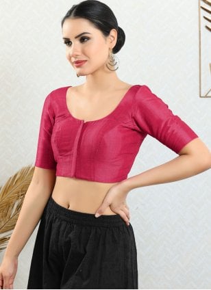 Hot Pink Colour Readymade Blouse in Art silk Material