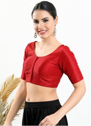 Art silk Readymade Blouse in Red Colour