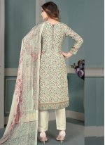 Chic Cream Printed Muslin Straight Salwar Suit