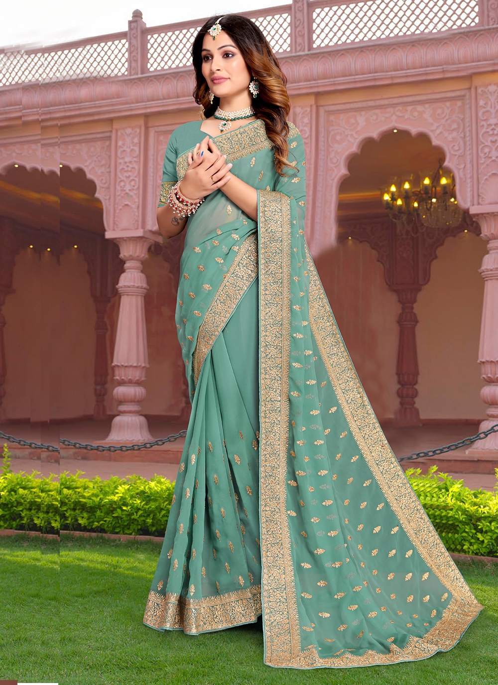 Aqua Blue Kanchipuram Weaving Saree at Rs 1199 | Kanjivaram Saree,  कांचीपुरम साड़ीज - Prathmesh Enterprises, Mumbai | ID: 26136243455