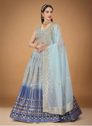 Shubhkala Vol 3 Designer Lehenga Choli Georgette Navy Blue Colour On  Wholesale