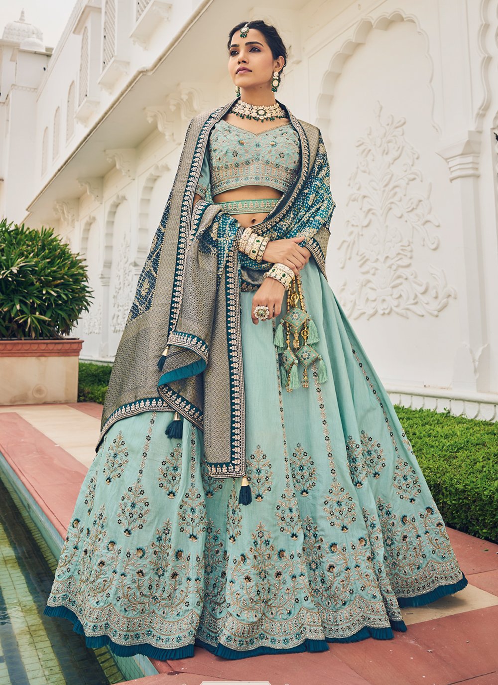 Buy Beautiful Light Blue-gray Lehenga Choli for Women,indian Designer Ready  to Partywear Lehenga Choli, Soft Net With Embroidery Lehenga Choli Online  in India - Etsy
