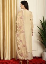 Beige Pure Silk Embroidered Trendy Salwar Kameez