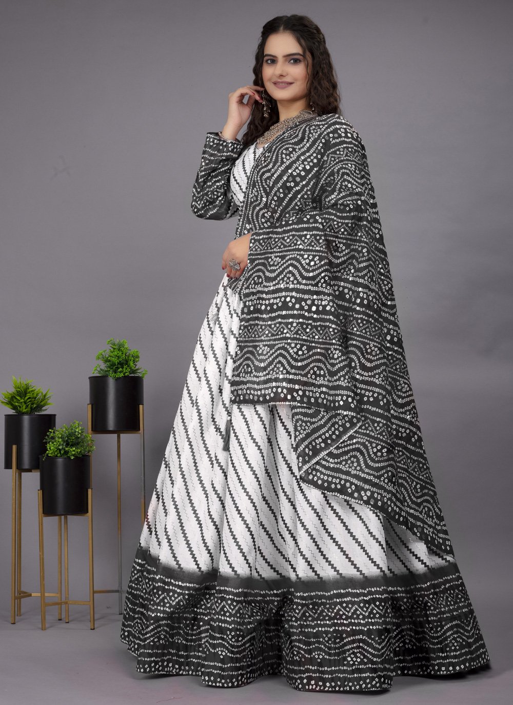 Uniquely Designed Black Colour Designer Lehenga Choli With Beautiful Shrug  – Kaleendi
