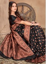 Black Banarasi Silk Weaving Trendy Saree
