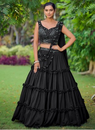 Buy Bridal Style Lehenga Choli - Black Stone Cording Lehenga Choli –  Empress Clothing