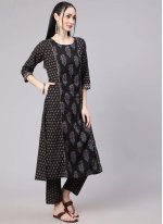 Black Cotton  Printed Trendy Salwar Suits