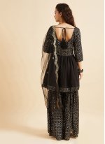 Black Georgette Bandhej Print Readymade Salwar Suits