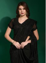 Black Georgette Diamond Trendy Sari