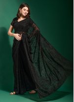 Black Georgette Diamond Trendy Sari