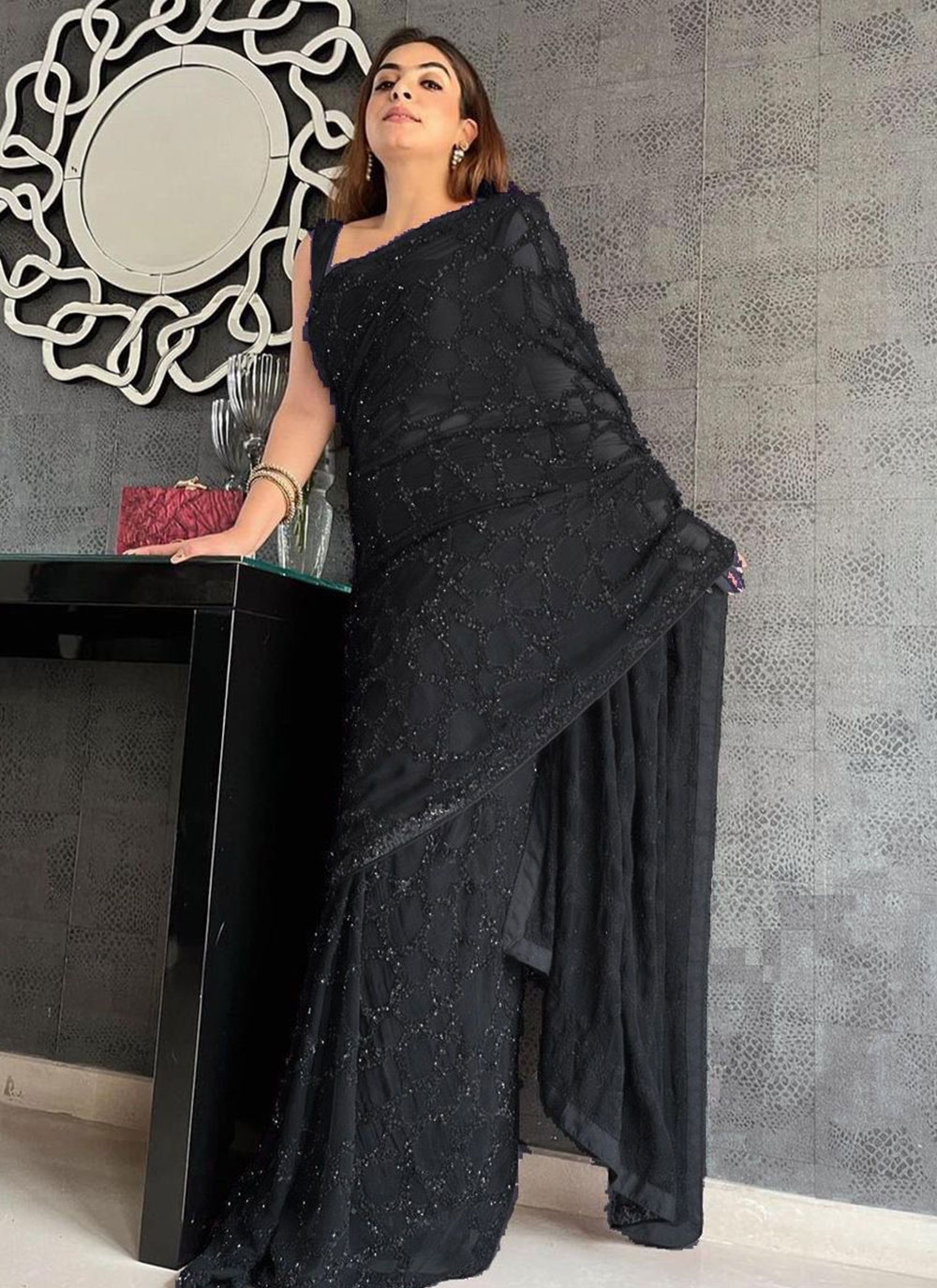 Bhamaa stuns in a black saree – South India Fashion