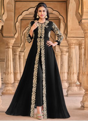 Black Georgette Embroidered Pakistani Salwar Suit