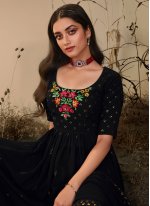 Black Georgette Embroidered Palazzo Salwar Suit