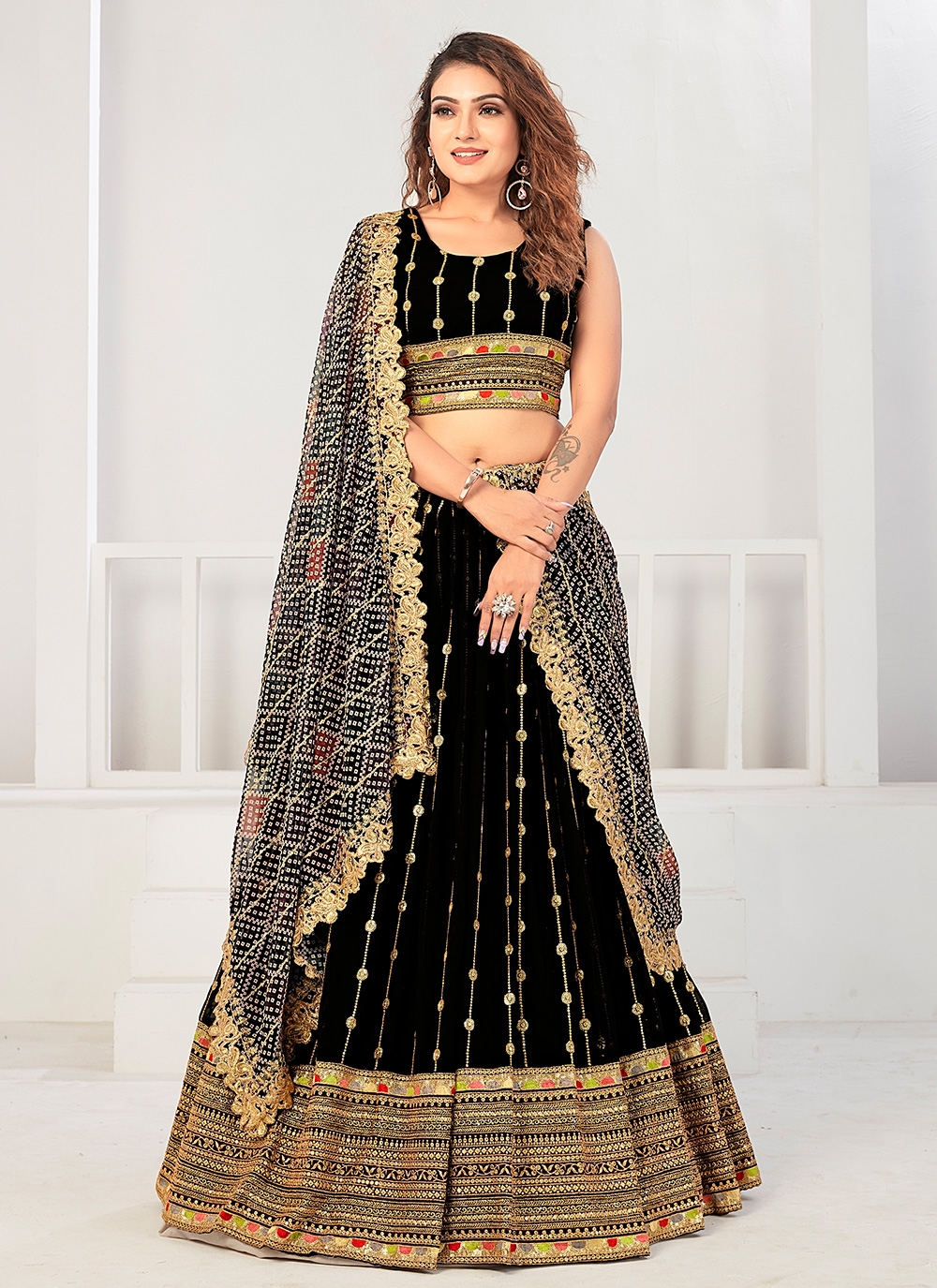 The V-Neck Golden Lehenga Set | Gold Lehenga Set | Bora Honey's – B Anu  Designs