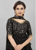 Black Georgette Embroidered Trendy Salwar Kameez