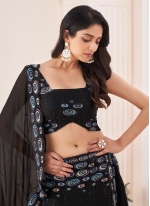 Black Georgette Sequins Work A - Line Designer Lehenga Choli