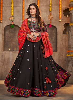 Buy Wedding Wear Black Zari Work Soft Net Lehenga Choli Online From Surat  Wholesale Shop.