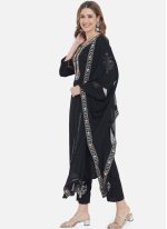 Black Rayon Embroidered Pant Style Suit